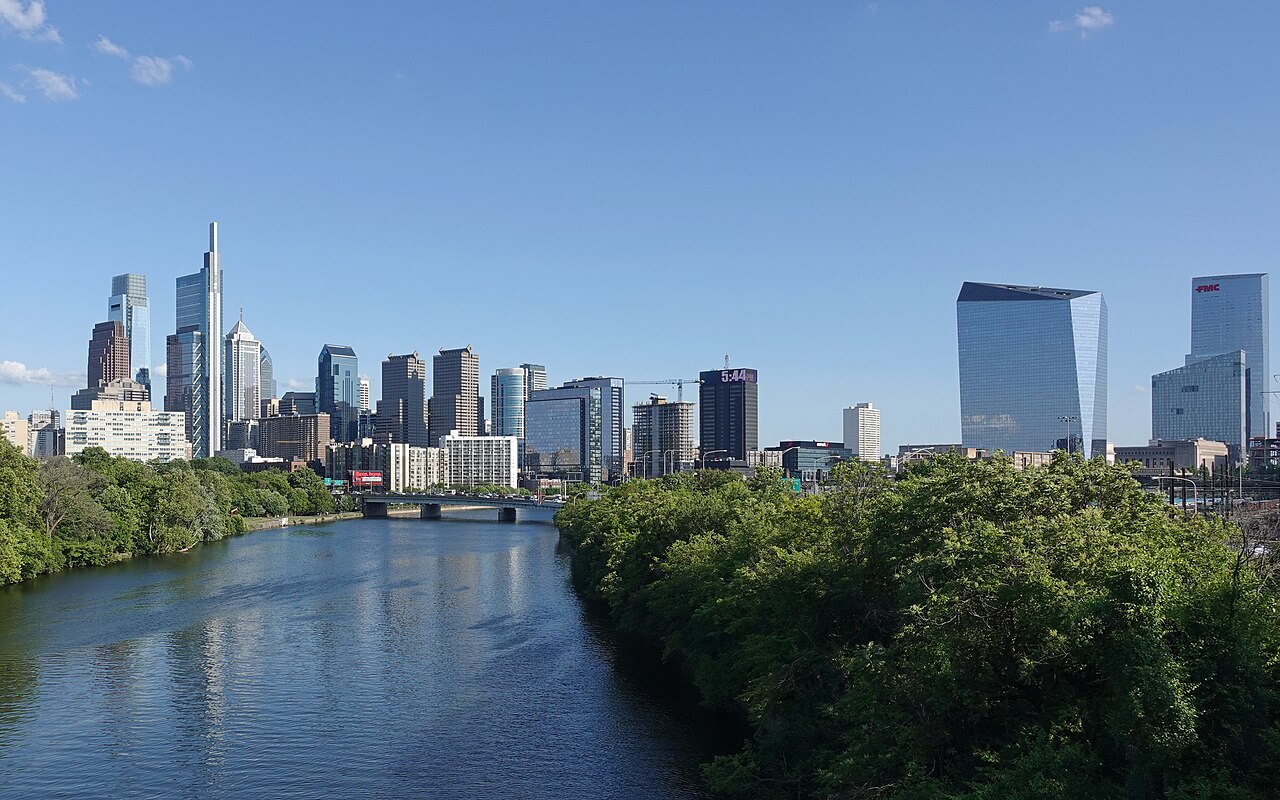 Philadelphia skyline across the Schuylkill River, Pennsylvania